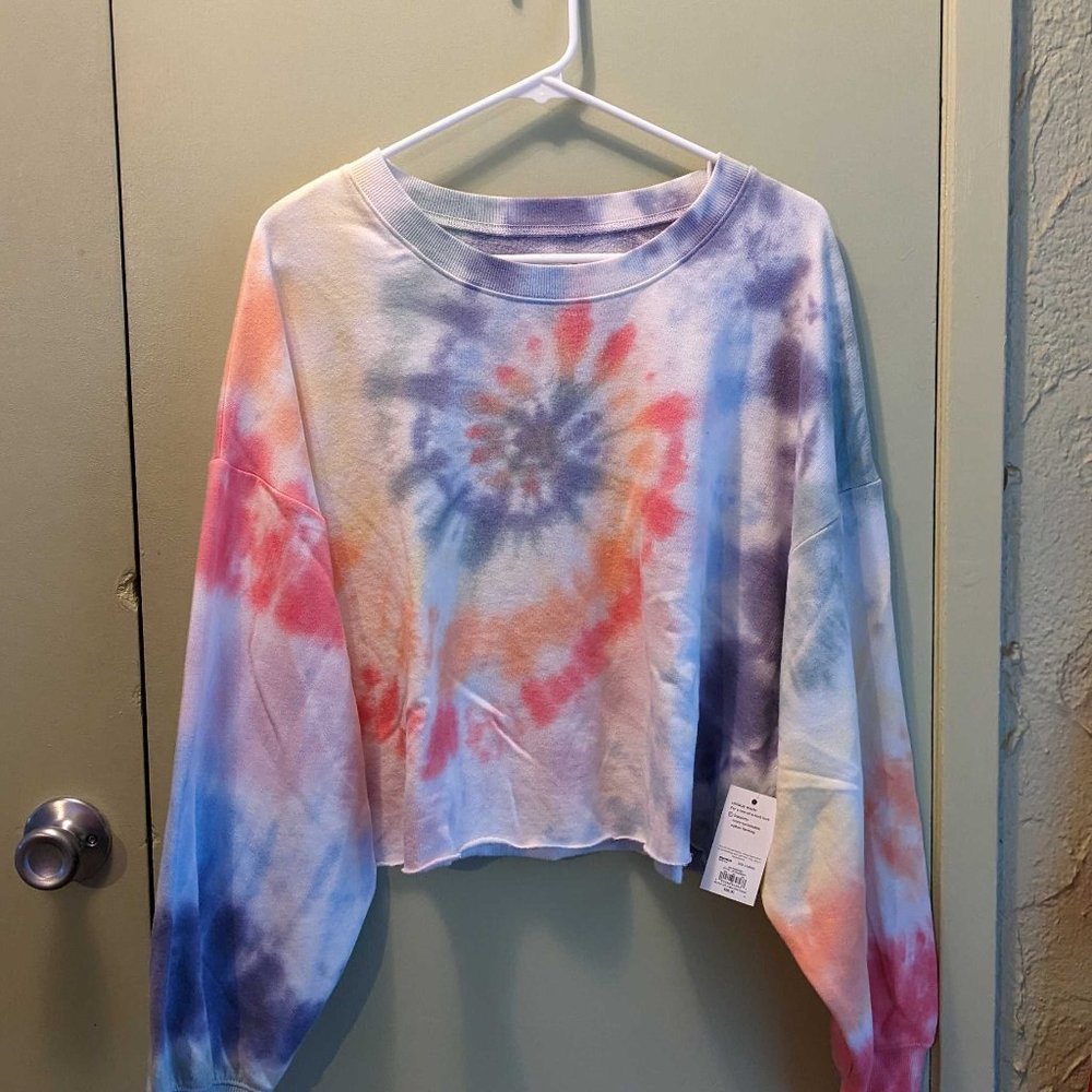 Rainbow tie-dye cropped sweatshirt, XL, NWT
